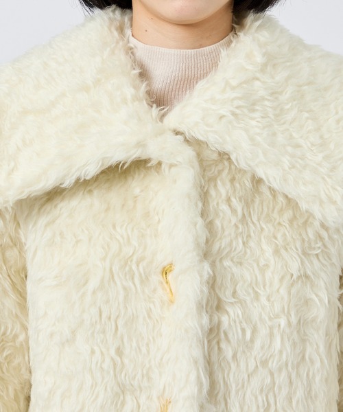HARUNOBUMURATA(ハルノブムラタ)の「【HARUNOBUMURATA/ハルノブムラタ】KADIA/WOOL MOHAIR BOA JACKET/ウールモヘアボアジャケット/ムートンジャケット(ムートンコート・レディース・ブラウン/キナリ・34)」の9枚目の写真