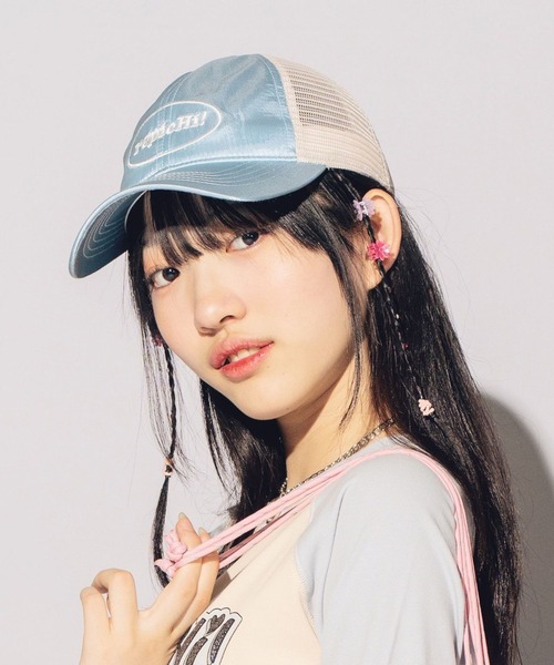 repipi armario(レピピ アルマリオ)の「【HOnOKAコラボ】サテンメッシュCAP(キャップ・キッズ・ブラック/ブルー/ピンク・FREE)」の2枚目の写真