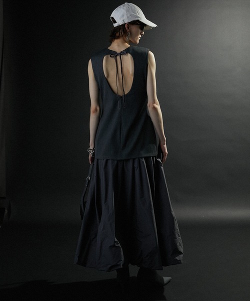 PRANK PROJECT（プランクプロジェクト）の「バックオープンレイヤードワンピース / Back Open Layered Dress（ワンピース・レディース・ブラック/グレー・FREE）」の6枚目の写真