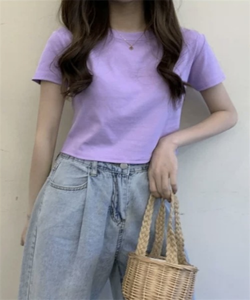 Dream garden(ドリームガーデン)の「半袖ショートTシャツ(Tシャツ/カットソー・レディース・ブルー/ピンク系その他/ライトピンク/ライトブルー/ブラック/グリーン/ホワイト/オレンジ/パープル・L/M)」の6枚目の写真
