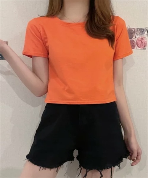 Dream garden(ドリームガーデン)の「半袖ショートTシャツ(Tシャツ/カットソー・レディース・ブルー/ピンク系その他/ライトピンク/ライトブルー/ブラック/グリーン/ホワイト/オレンジ/パープル・L/M)」の9枚目の写真