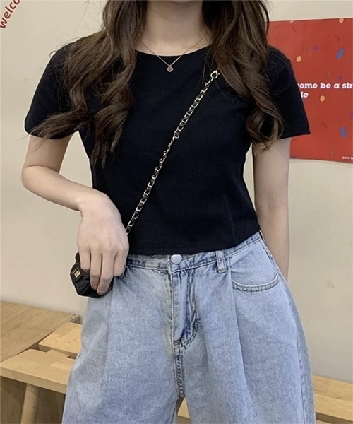 Dream garden(ドリームガーデン)の「半袖ショートTシャツ(Tシャツ/カットソー・レディース・ブルー/ピンク系その他/ライトピンク/ライトブルー/ブラック/グリーン/ホワイト/オレンジ/パープル・L/M)」の18枚目の写真