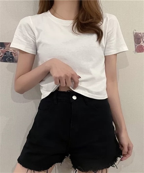 Dream garden(ドリームガーデン)の「半袖ショートTシャツ(Tシャツ/カットソー・レディース・ブルー/ピンク系その他/ライトピンク/ライトブルー/ブラック/グリーン/ホワイト/オレンジ/パープル・L/M)」の12枚目の写真