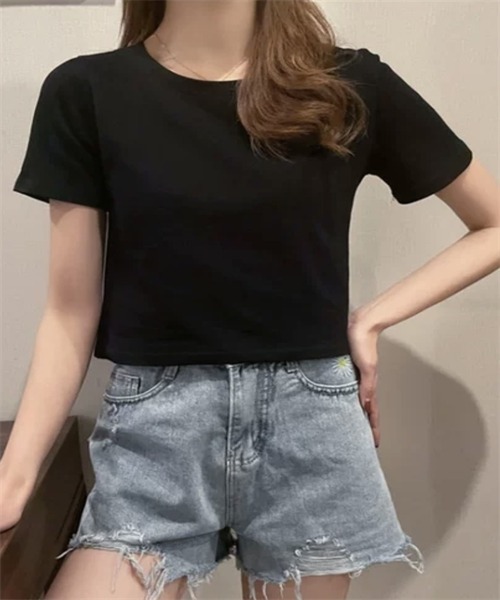 Dream garden(ドリームガーデン)の「半袖ショートTシャツ(Tシャツ/カットソー・レディース・ブルー/ピンク系その他/ライトピンク/ライトブルー/ブラック/グリーン/ホワイト/オレンジ/パープル・L/M)」の19枚目の写真
