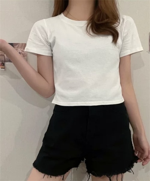 Dream garden(ドリームガーデン)の「半袖ショートTシャツ(Tシャツ/カットソー・レディース・ブルー/ピンク系その他/ライトピンク/ライトブルー/ブラック/グリーン/ホワイト/オレンジ/パープル・L/M)」の11枚目の写真