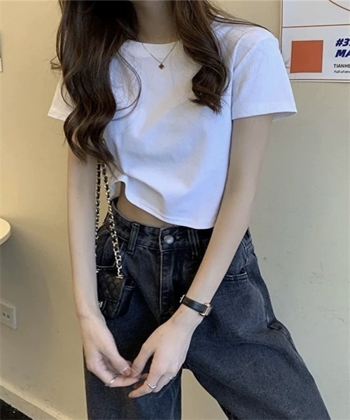 Dream garden(ドリームガーデン)の「半袖ショートTシャツ(Tシャツ/カットソー・レディース・ブルー/ピンク系その他/ライトピンク/ライトブルー/ブラック/グリーン/ホワイト/オレンジ/パープル・L/M)」の14枚目の写真