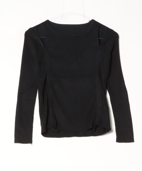 Per sist ence(パーシエンス)の「ショルダースリットギャザーリブ長袖トップス(Tシャツ/カットソー・レディース・ホワイト/グレー/アイボリー/ブラック・FREE)」の7枚目の写真