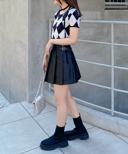 INGNI（イング）の「チョーカー付アーガイル柄ニット（ニット/セーター・レディース・ブラック系その他2/ブラック×グレー/グレー系6・M）」の21枚目の写真