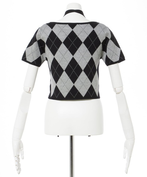 INGNI（イング）の「チョーカー付アーガイル柄ニット（ニット/セーター・レディース・ブラック系その他2/ブラック×グレー/グレー系6・M）」の6枚目の写真