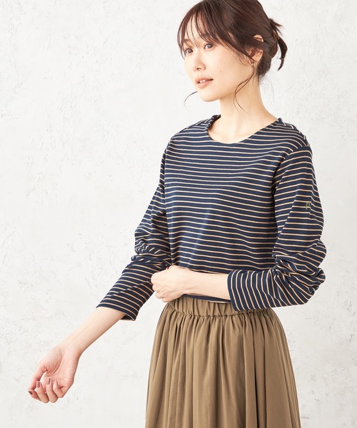Petit Honfleur(プチオンフルール)の「ボーダープルオーバー(Tシャツ/カットソー・レディース・ネイビー/アイボリー/ブラウン・M/L)」の3枚目の写真