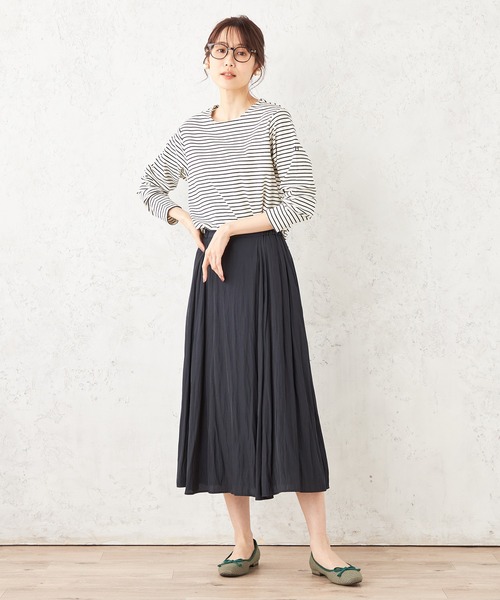 Petit Honfleur(プチオンフルール)の「ボーダープルオーバー(Tシャツ/カットソー・レディース・ネイビー/アイボリー/ブラウン・M/L)」の8枚目の写真