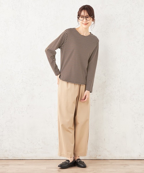 Petit Honfleur(プチオンフルール)の「ボーダープルオーバー(Tシャツ/カットソー・レディース・ネイビー/アイボリー/ブラウン・M/L)」の19枚目の写真