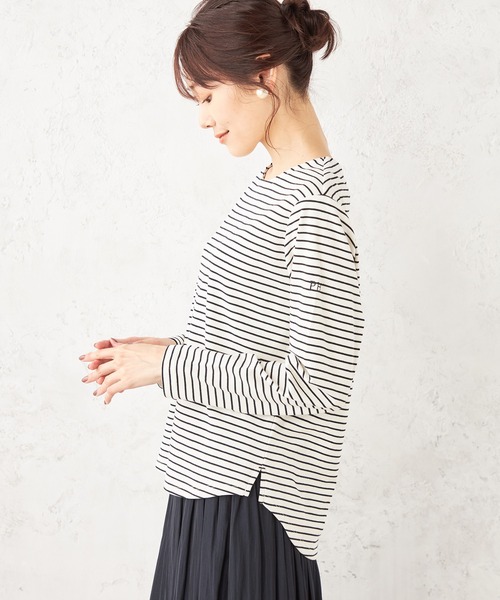 Petit Honfleur(プチオンフルール)の「ボーダープルオーバー(Tシャツ/カットソー・レディース・ネイビー/アイボリー/ブラウン・M/L)」の10枚目の写真