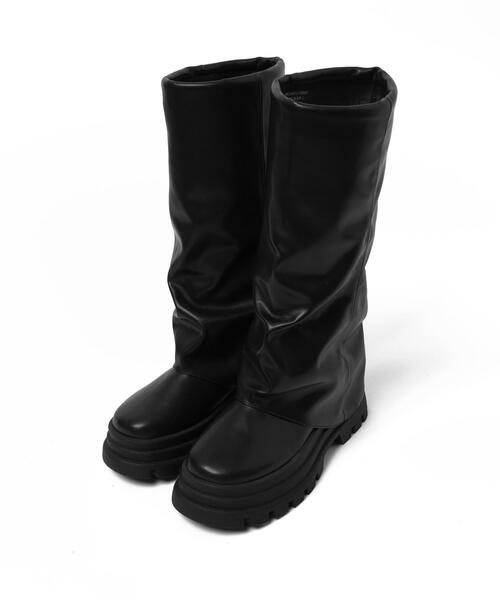 WEGO（ウィゴー）の「WEGO/シャーリングカバーロングブーツ（ブーツ・レディース・ブラック・LARGE/MEDIUM）」の10枚目の写真