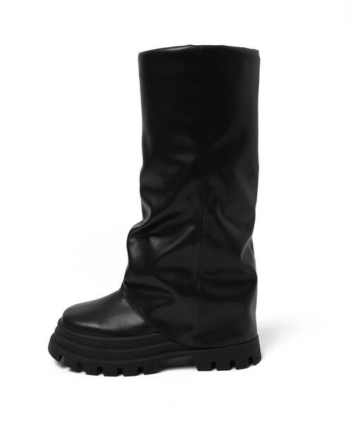WEGO（ウィゴー）の「WEGO/シャーリングカバーロングブーツ（ブーツ・レディース・ブラック・LARGE/MEDIUM）」の8枚目の写真