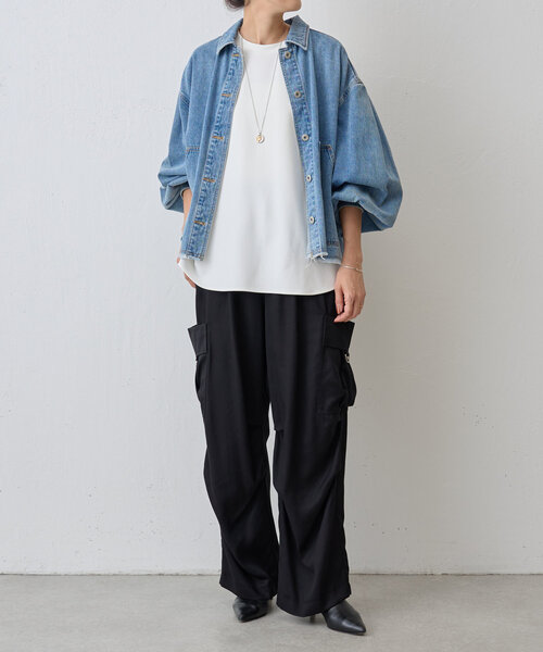 BEARDSLEY（ビアズリー）の「トロミカーゴパンツ（その他パンツ・レディース・ライトグレー/ブラック・FREE）」の3枚目の写真