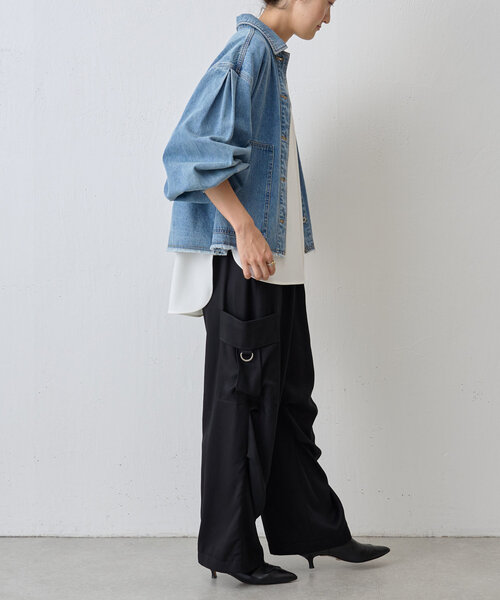 BEARDSLEY（ビアズリー）の「トロミカーゴパンツ（その他パンツ・レディース・ライトグレー/ブラック・FREE）」の4枚目の写真