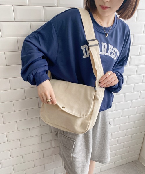 セール】フラップキャンバススクエアショルダーバッグ