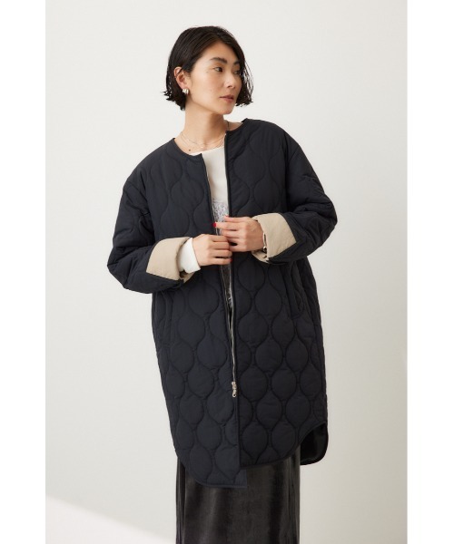 crie conforto(クリーコンフォルト)の「バックギャザーキルティングコート アウター / 秋服 / 冬服(ミリタリージャケット・レディース・ブラック/カーキ/アイボリー・FREE)」の5枚目の写真