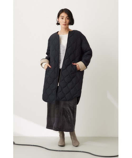 crie conforto(クリーコンフォルト)の「バックギャザーキルティングコート アウター / 秋服 / 冬服(ミリタリージャケット・レディース・ブラック/カーキ/アイボリー・FREE)」の6枚目の写真