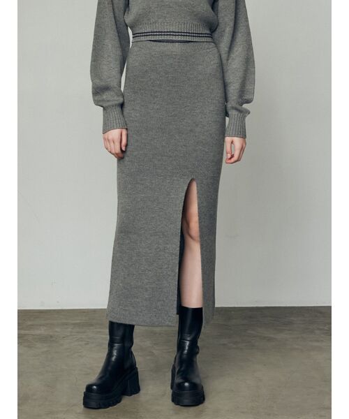 EMODA（エモダ）の「チューズマキシニットスカート（スカート・レディース・ブラック/グレー/ベージュ・FREE）」の3枚目の写真