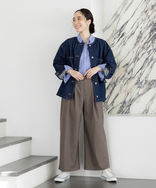 studio CLIP（スタディオクリップ）の「【みんなのリクエストパンツ】TRスッキリタックワイドパンツ[プチサイズあり]（その他パンツ・レディース・チャコール/モカ/その他1/ベージュ/ブラック/ブルー・PF/X-LARGE/XXX-LARGE/MEDIUM/SMALL/XX-LARGE/LARGE）」の17枚目の写真