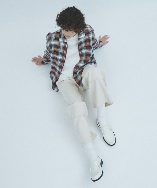 417 EDIFICE(フォーワンセブンエディフィス)の「”WIDE Leg Flare” ダブルニーパンツ(デニムパンツ・メンズ・ネイビー/ホワイト系その他/ブラック・LARGE/MEDIUM)」の4枚目の写真