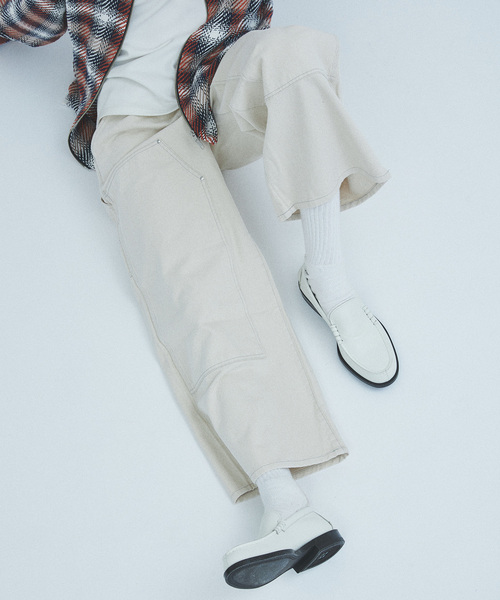 417 EDIFICE(フォーワンセブンエディフィス)の「”WIDE Leg Flare” ダブルニーパンツ(デニムパンツ・メンズ・ネイビー/ホワイト系その他/ブラック・LARGE/MEDIUM)」の5枚目の写真