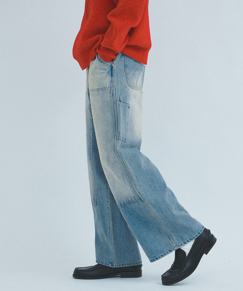 417 EDIFICE(フォーワンセブンエディフィス)の「”WIDE Leg Flare” ダブルニーパンツ(デニムパンツ・メンズ・ネイビー/ホワイト系その他/ブラック・LARGE/MEDIUM)」の10枚目の写真