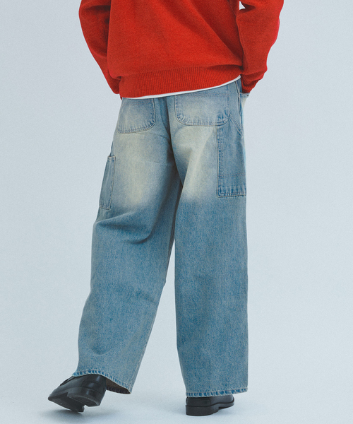 417 EDIFICE(フォーワンセブンエディフィス)の「”WIDE Leg Flare” ダブルニーパンツ(デニムパンツ・メンズ・ネイビー/ホワイト系その他/ブラック・LARGE/MEDIUM)」の11枚目の写真