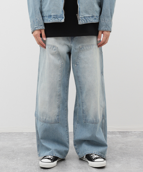 417 EDIFICE(フォーワンセブンエディフィス)の「”WIDE Leg Flare” ダブルニーパンツ(デニムパンツ・メンズ・ネイビー/ホワイト系その他/ブラック・LARGE/MEDIUM)」の13枚目の写真