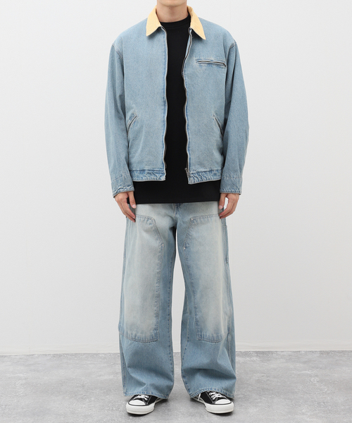 417 EDIFICE(フォーワンセブンエディフィス)の「”WIDE Leg Flare” ダブルニーパンツ(デニムパンツ・メンズ・ネイビー/ホワイト系その他/ブラック・LARGE/MEDIUM)」の14枚目の写真