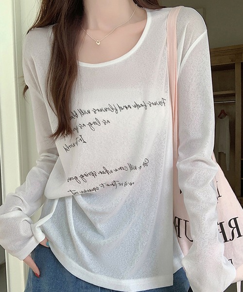 HALEY PESCA(ヘーリーペスカ)の「HALEY PESCA/2Way ワンショル フロントプリントカットソー(Tシャツ/カットソー・レディース・ブルー/ホワイト/ブラック・MEDIUM/LARGE/SMALL)」の4枚目の写真