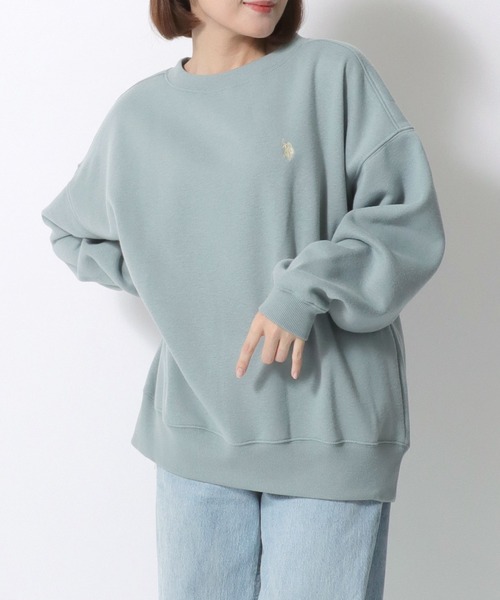 U.S. POLO ASSN.(ユーエスポロアッスン)の「U.S.POLO ASSN.(ユーエスポロアッスン)ブランドロゴワンポイント刺繍 ビッグシルエットスウェット裏起毛トレーナー レディース(スウェット・レディース・ブラック/ベージュ/ネイビー/ホワイト系その他/ピンク/グリーン・M/L)」の4枚目の写真