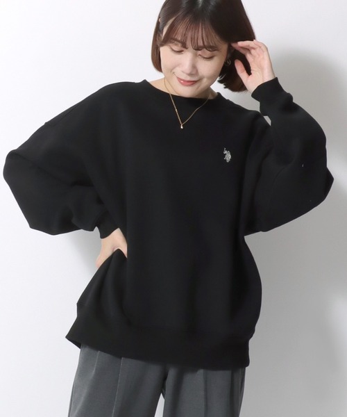 U.S. POLO ASSN.(ユーエスポロアッスン)の「U.S.POLO ASSN.(ユーエスポロアッスン)ブランドロゴワンポイント刺繍 ビッグシルエットスウェット裏起毛トレーナー レディース(スウェット・レディース・ブラック/ベージュ/ネイビー/ホワイト系その他/ピンク/グリーン・M/L)」の13枚目の写真