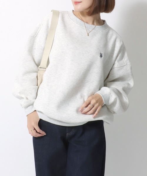 U.S. POLO ASSN.(ユーエスポロアッスン)の「U.S.POLO ASSN.(ユーエスポロアッスン)ブランドロゴワンポイント刺繍 ビッグシルエットスウェット裏起毛トレーナー レディース(スウェット・レディース・ブラック/ベージュ/ネイビー/ホワイト系その他/ピンク/グリーン・M/L)」の7枚目の写真