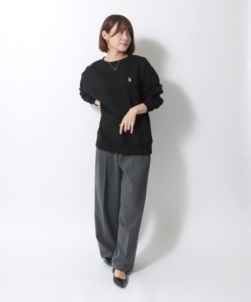U.S. POLO ASSN.(ユーエスポロアッスン)の「U.S.POLO ASSN.(ユーエスポロアッスン)ブランドロゴワンポイント刺繍 ビッグシルエットスウェット裏起毛トレーナー レディース(スウェット・レディース・ブラック/ベージュ/ネイビー/ホワイト系その他/ピンク/グリーン・M/L)」の14枚目の写真