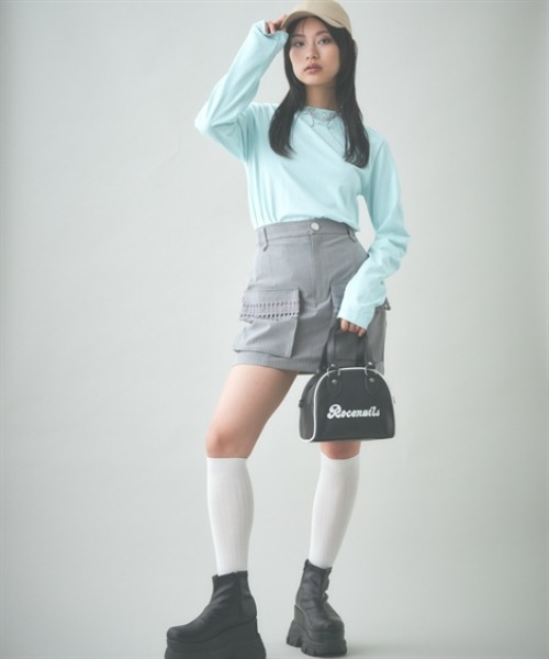 TTOL(トール)の「ピンストライプミニスカート(スカート・レディース・グレー/チャコールグレー・M-L/L-XL)」の7枚目の写真