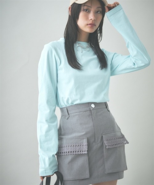 TTOL(トール)の「ピンストライプミニスカート(スカート・レディース・グレー/チャコールグレー・M-L/L-XL)」の8枚目の写真