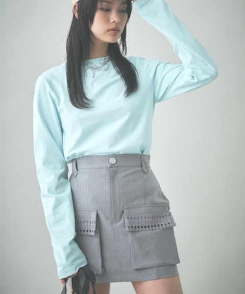 TTOL(トール)の「ピンストライプミニスカート(スカート・レディース・グレー/チャコールグレー・M-L/L-XL)」の9枚目の写真