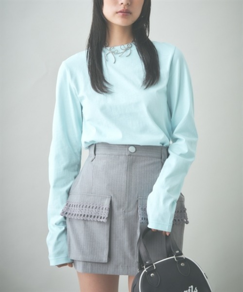 TTOL(トール)の「ピンストライプミニスカート(スカート・レディース・グレー/チャコールグレー・M-L/L-XL)」の10枚目の写真