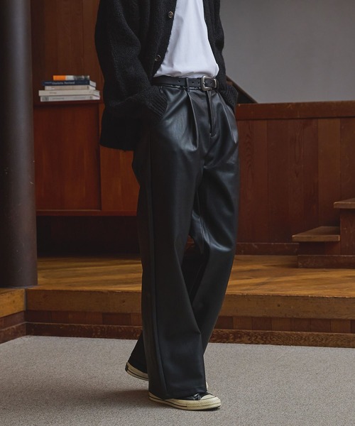 LURAKU】Leather Wide Pants / レザーワイドパンツ（その他パンツ