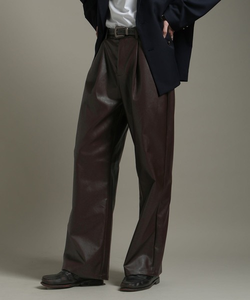 LURAKU（ルラク）の「【LURAKU】Leather Wide Pants / レザー