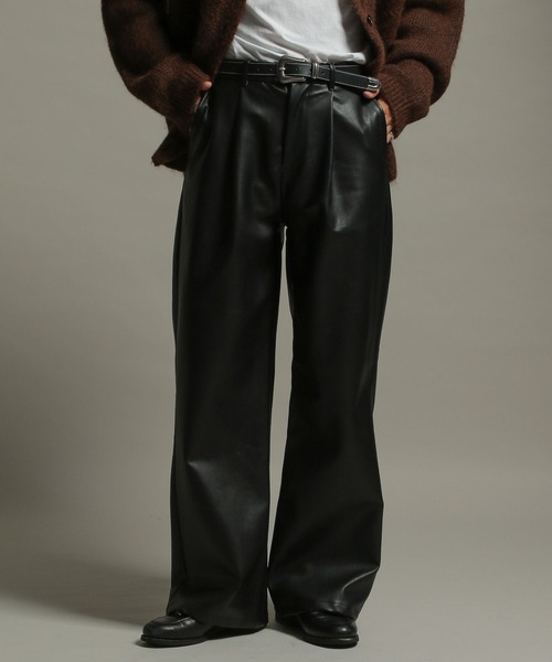 LURAKU（ルラク）の「【LURAKU】Leather Wide Pants / レザー