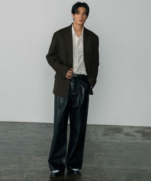 LURAKU】Leather Wide Pants / レザーワイドパンツ（その他パンツ