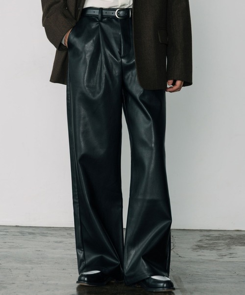 LURAKU】Leather Wide Pants / レザーワイドパンツ（その他パンツ