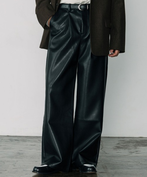LURAKU】Leather Wide Pants / レザーワイドパンツ（その他パンツ