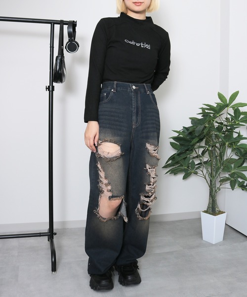 almo(アルモ)の「フロントデザインタートルネック(se)(Tシャツ/カットソー・レディース・アイボリー/ブラック/ベージュ・FREE)」の7枚目の写真