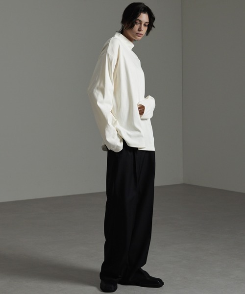 MARKAWARE オーバーサイズ ハイネック サーマル カットソー Tシャツ セール】オーバーサイズフライスタートルネックL/Sカットソー（T