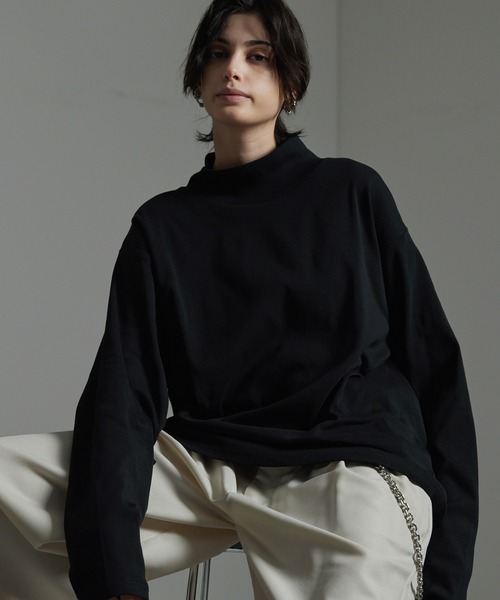 CIYOT(シヨウト)の「【CIYOT】ドレープオーバーサイズウォームハイネックTシャツ(Tシャツ/カットソー・メンズ・ブラック/ワイン/ホワイト/モカ・M/L)」の9枚目の写真